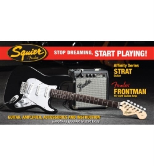 Fender Squier Affiniyt Series Strat Frontman 10G AMP BLK Elektro Gitar Set 0301612606